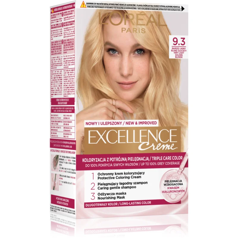 L’Oréal Paris Excellence Cool Creme farba do włosów odcień 9.3 Bardzo jasny blond złocisty 1 szt.