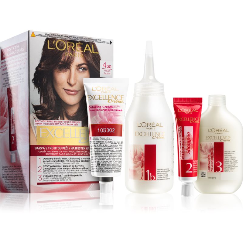 L’Oréal Paris Excellence Cool Creme farba do włosów odcień 400 Brown 1 szt.
