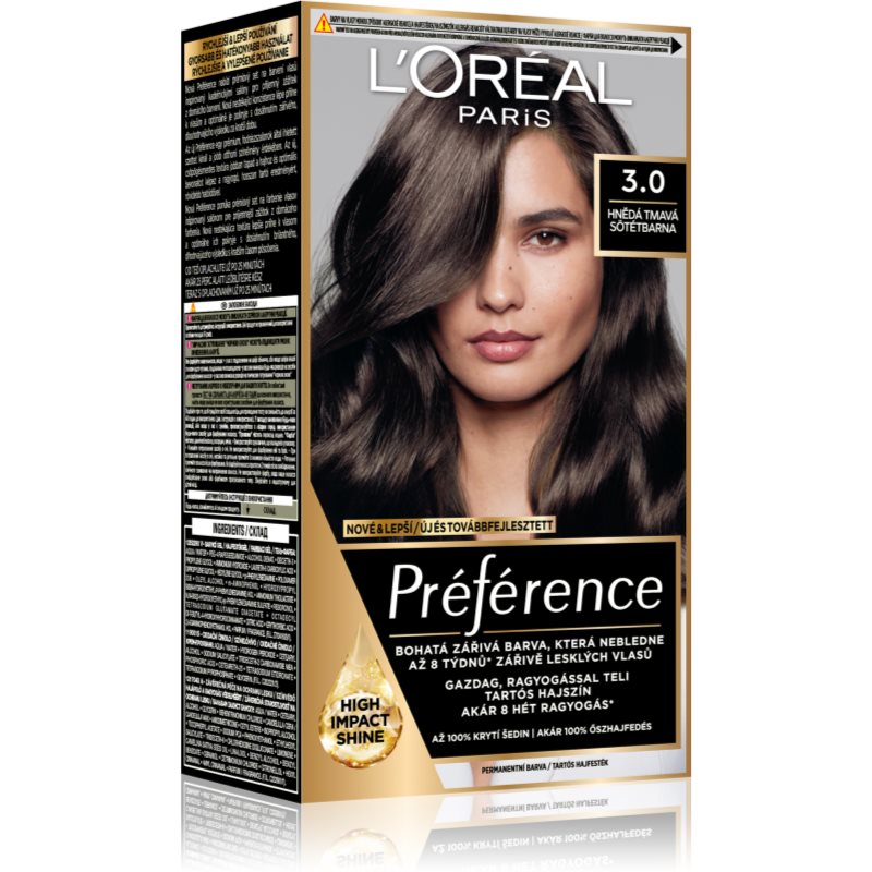 L’Oréal Paris Préférence Cool Blondes farba do włosów odcień 3.0 Dark Brown 1 szt.