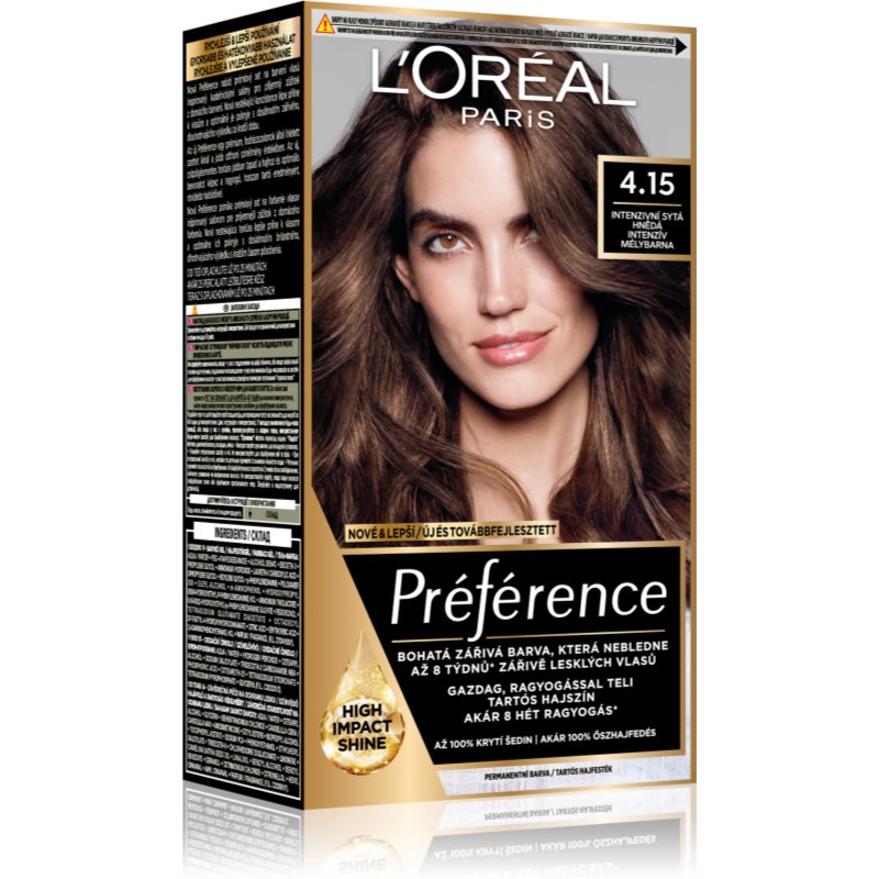 L’Oréal Paris Préférence Cool Blondes farba do włosów odcień 4.15 Intense Deep Brown 1 szt.