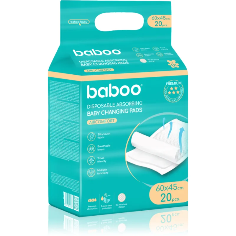 Baboo AirComfort Disposable Absorbing Changing Pads jednorazowe maty do przewijania 60×45 cm 20 szt.